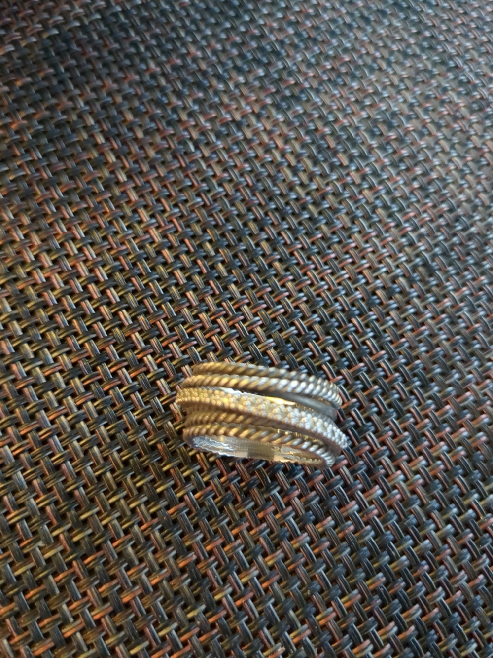 David Yurman Sterling Multi-Band Rope and Pave Diamond Ring